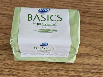 2 Pack Dial Basics Hypoallergenic Bar Soap 3.2 oz Retail Package Sealed
