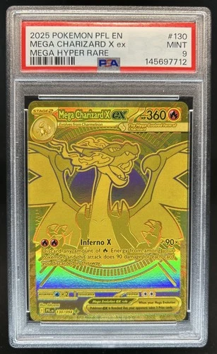 2025 Pokemon Phantasmal Flames Mega Charizard X ex Hyper Rare #130/094 PSA 9