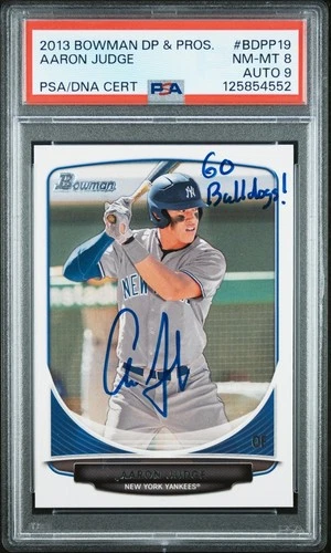 Aaron Judge 2013 Signed 2013 Bowman Chrome Draft Picks PSA 8 Auto 9