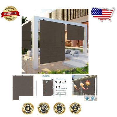 8'W x 6'H Outdoor Sun Shades   Foldable Brown Patio Blinds for Style and Comfort