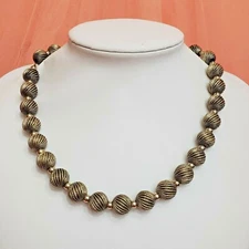 Vintage Metal Bead Choker VTG Collar Necklace