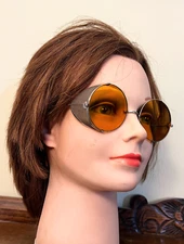 Antique Vintage Amber Safety Sunglasses Goggles Side Shields Case Steampunk #406