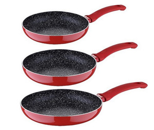 Bergner Set 3 padelle con Rivestimento Pietra antiaderente colore Rosso o Nero