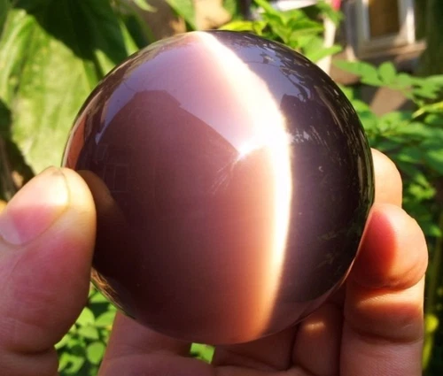  Raro Natural Cuarzo ASIÁTICO OJO DE GATO CRISTAL BOLA CURATIVA ESFERA 40MM+ Soporte - Imagen 1 de 2