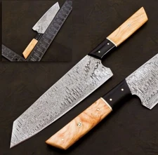 Handmade Damascus Steel Bunka Chef Knife Hand Forged Kitchen Knife wood Handle
