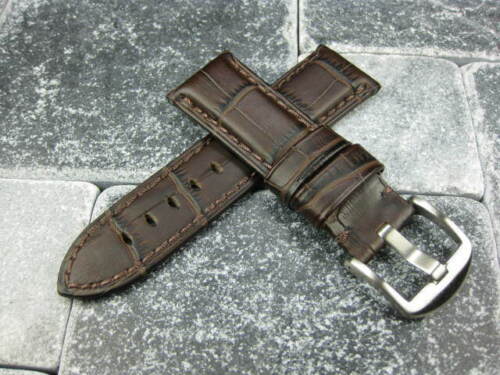 Nueva correa de reloj de cuero granulado de 26 mm PANERAI marrón carbón correa de espiga regular x1 - Imagen 2 de 15