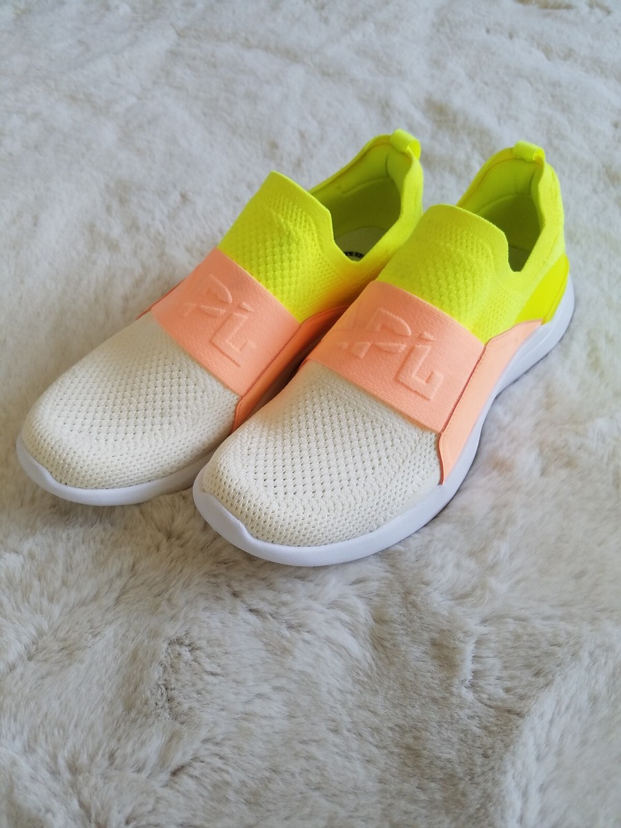 APL TechLoom Breeze Neon Peach Unisex APL Knit Techloom Breeze Trainers Sneakers White + Magenta +  main image 4