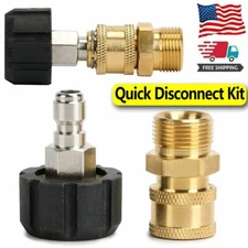 Pressure Washer Hose Connector Adapter Set Quick Connect M22 to 1/4" Gun to Wand