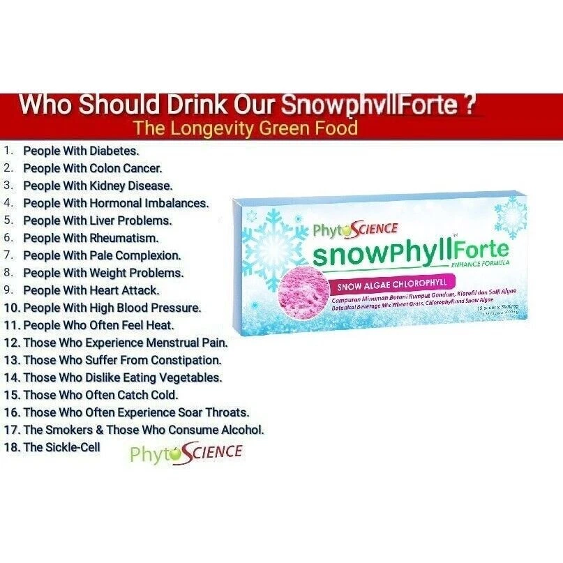 4 x Phytoscience Snowphyll Forte Snow Algae Chlorophyll & Mulberry Leaf Extract - Image 2 of 4