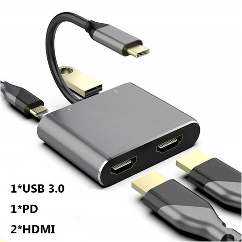 Type-C to Dual HDMI USB C Hub Adapter 4 in 1 Docking Station For Laptop Phone PC - Picture 11 of 12