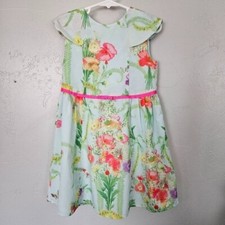 Ted Baker Little Girls 5 Blue Green Pink Floral Dress Spring Easter Colorful
