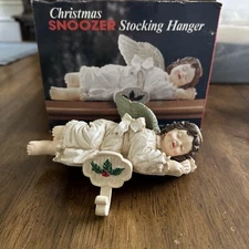 Christmas Snoozer Stocking Hanger Sleeping Angel 6-1/2"