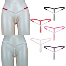 Womens Pearl Micro Bikini Massage G-Strings Thong Panties Lingerie Underwear