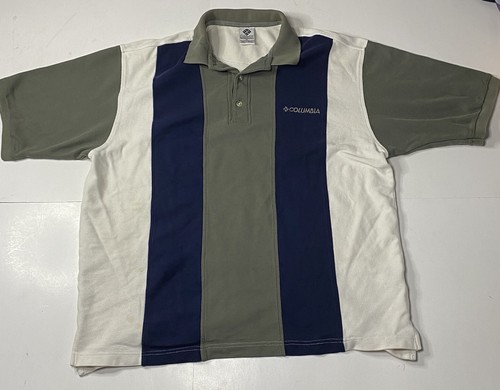 Vintage Columbia Men's XL Short Sleeve Striped Polo Color Block Shirt