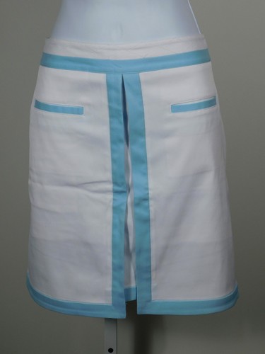 GREG NORMAN Women's White W Aqua Trim Side Zip Stretch Everbest Golf Skort Sz 6 - Picture 2 of 4