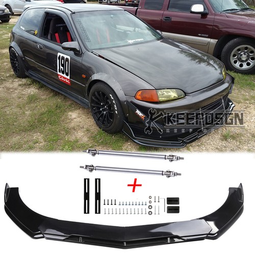 For Honda Civic Del Sol GLOSS BLACK Front Bumper Lip Splitter Body Kit