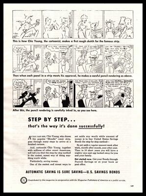 1949 U.S. Savings Bond Chic Young ''Blondie'' Comic Strip Creator Vintage Print Ad