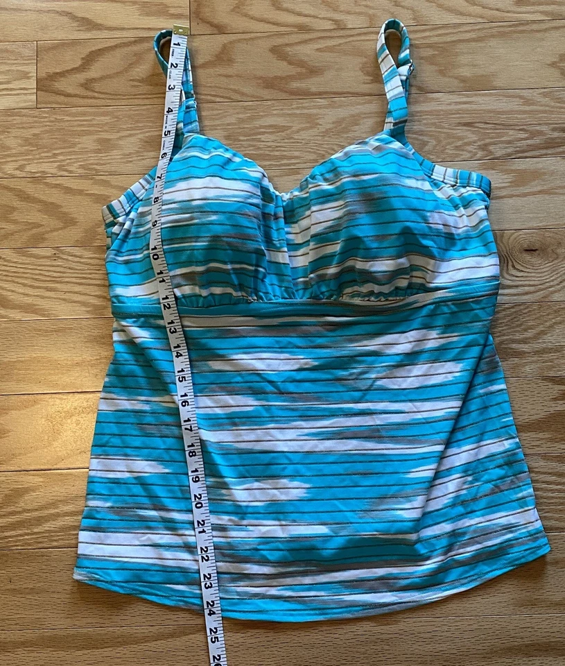 Coco Reef Bra Sized 38D Tankini Top Swimsuit Striped Underwire Adjustable Straps Foto 4 de 4