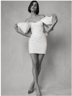 scalloped white mini dress LoveShackFancy Orcia Cotton Mini Dress