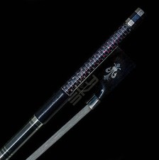 New 4/4 Violin Bow Carbon Fiber with Red and Silver Inlay Cupronickel Parts