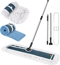 Heavy Duty Dust Floor Mop with 2 Microfiber Pads, Wet/Dry Mop