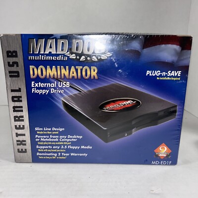 Mad Dog Multimedia MD-ED1F Dominator External 1.44MB Floppy Disk Drive PC or Mac