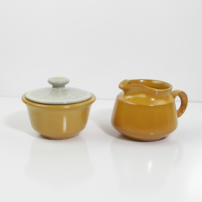 MID-CENTURY FRANCISCAN EARTHENWARE EL DORADO PATTERN CREAMER AND SUGAR BOWL PAIR