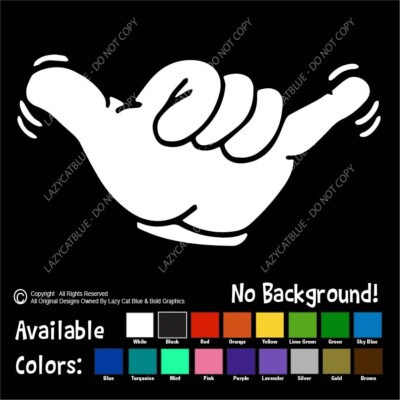 Shaka Brah Decal Sticker Decor Hang Loose Hand Hawaii Groovy Surfer Fingers Bruh