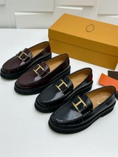 Tod's women's round scalp flat loafers shoes Luxury old money real leather black
