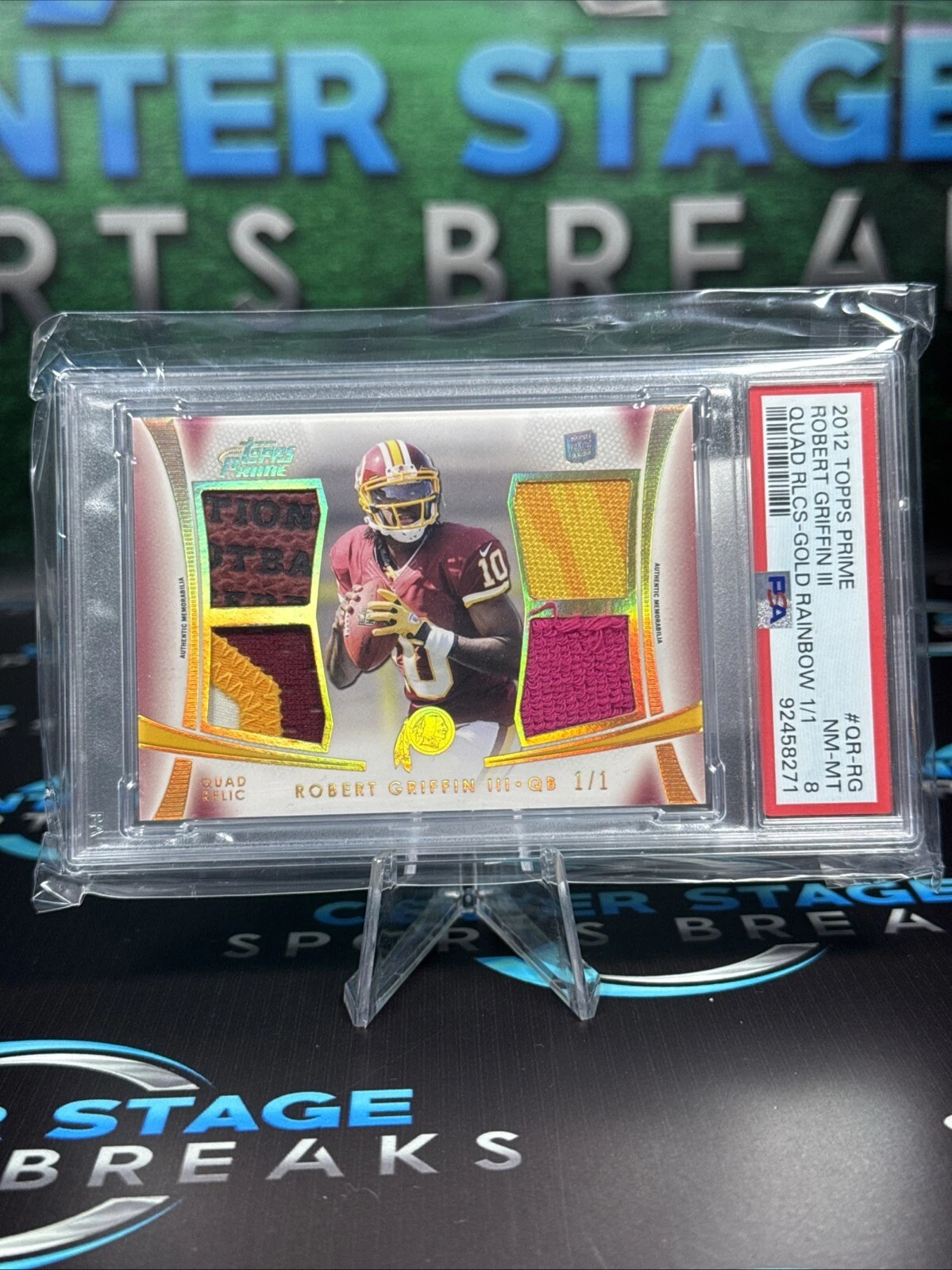 Robert Griffin III Topps Prime Quad Relics #QRRG Gold Rainbow 1/1