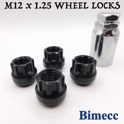 Locking Wheel Nuts M12x1.25 Open Bimecc (Black) For Nissan Primera, Presea, Pixo