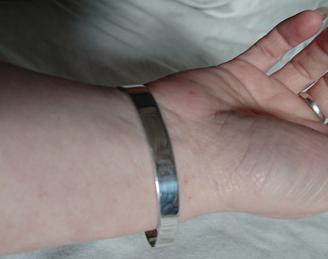 Hallmarked Solid Sterling Silver Shell Inlay Bang… - image 6