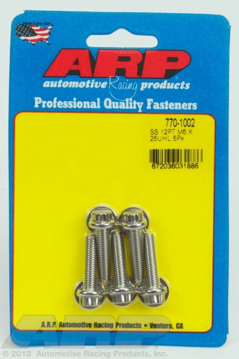 ARP M6 x 1.00 x 12 SS 12pt Bolts (5/pkg) main image 1