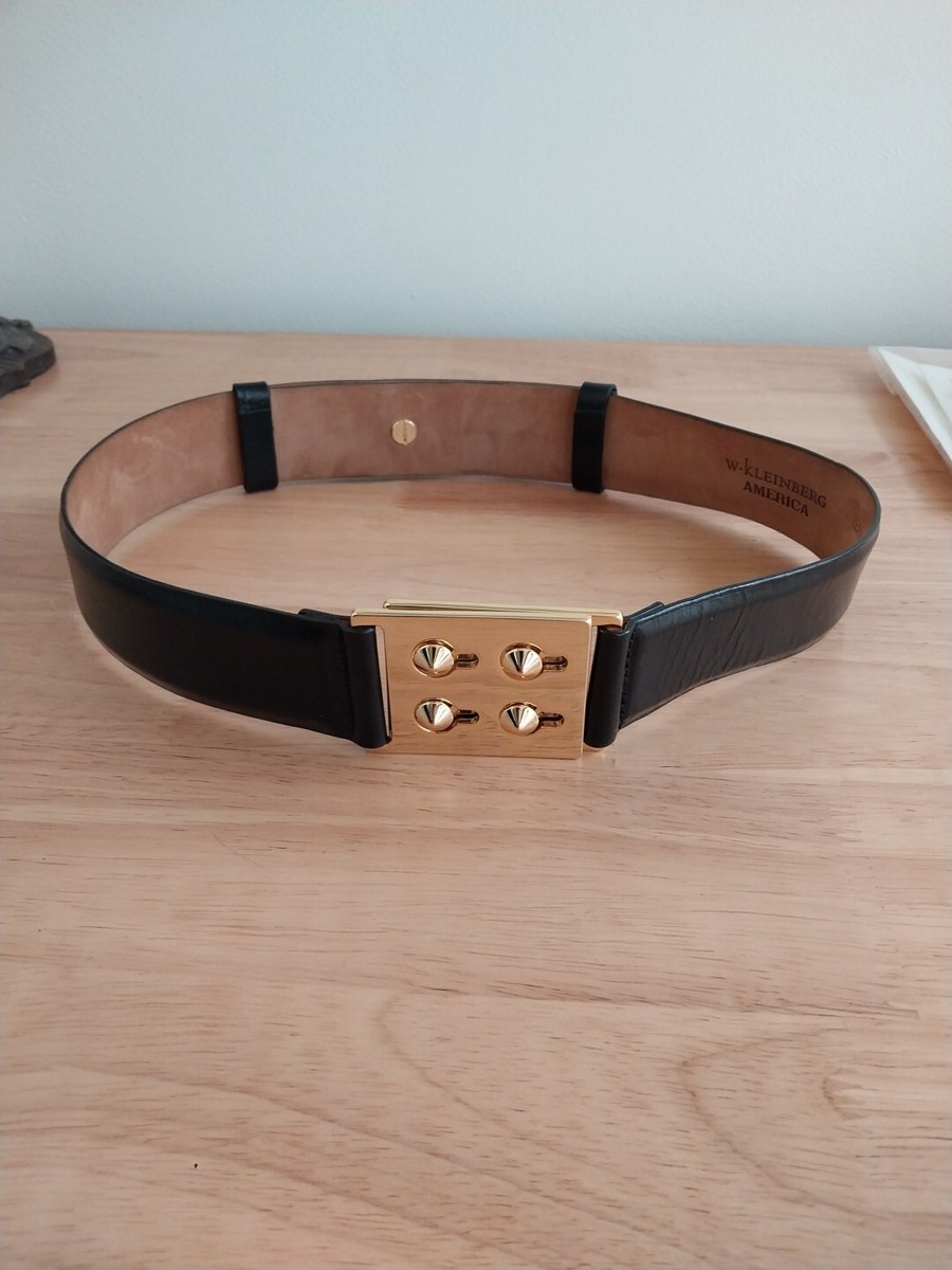 W. Kleinberg America Womens Brown Leather Studded Buckle Belt Size‎ S Women main image 3