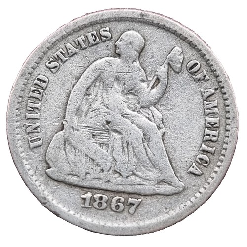 1867 S Seated Liberty Half Dime 5c RARE VG Details #92949 | eBay