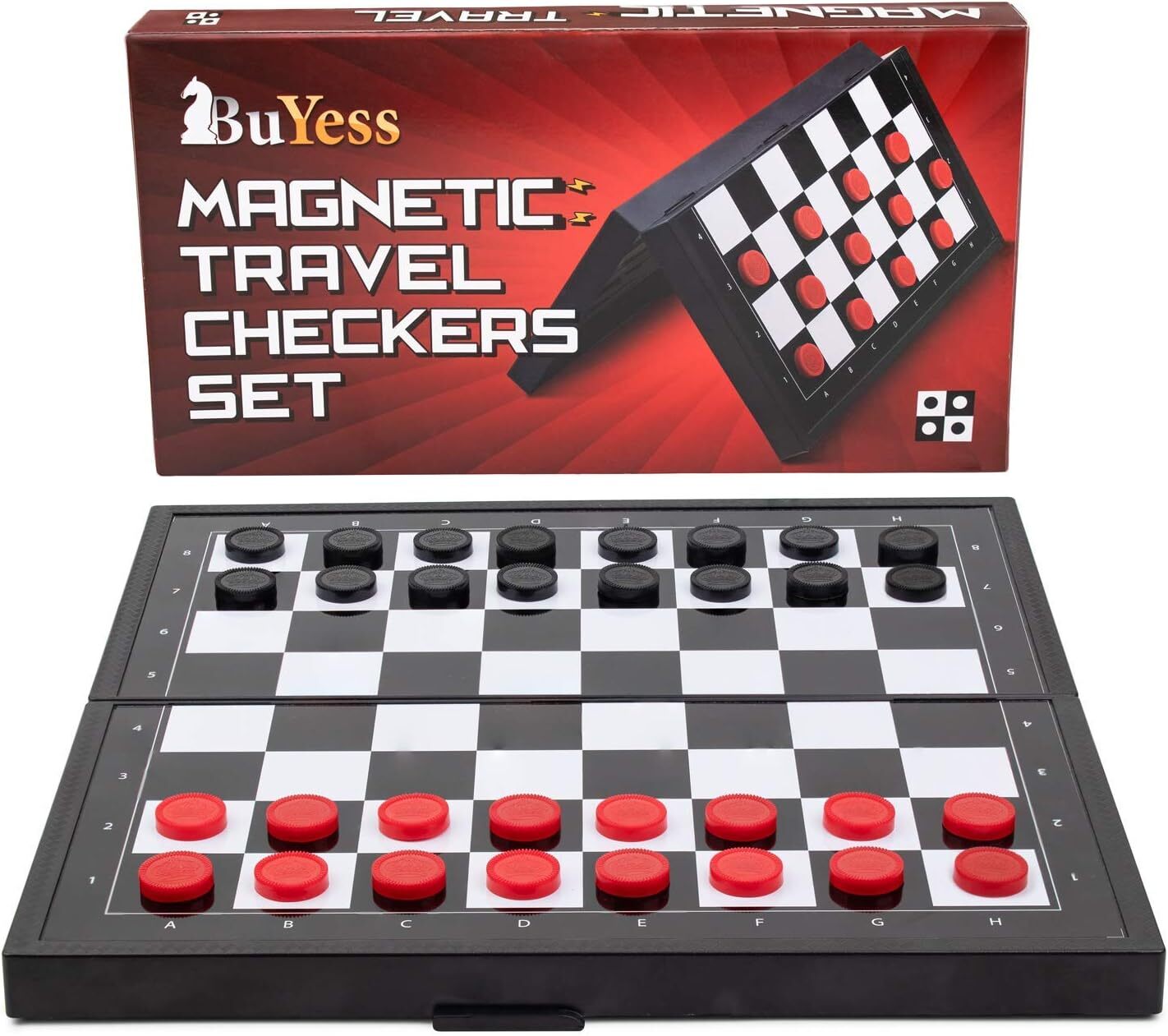 Magnetic Checkers Board Game and Pieces 9.8