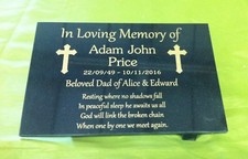 granite memorial plaque grave marker cross motif