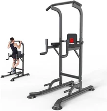 Power Tower Dip Station & Pull Up Bar - Adjustable Height Home Gym Fitness
