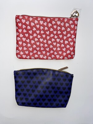 LOT OF 2  IPSY Heart COSMETIC MAKEUP TRAVEL BAGS  New