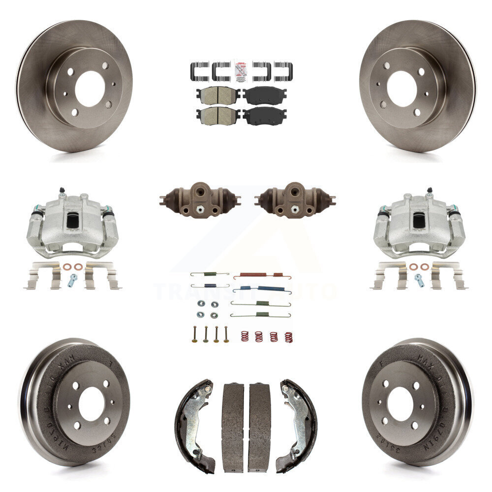 Front Rear Disc Brake Caliper Rotor Drum Semi-Metallic Pad Shoe Cylinder Kit
