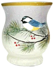 Yankee Candle WINTER BIRDS Crackle Glass Votive Holder NIB 2019 ~ FREE SHIPPING