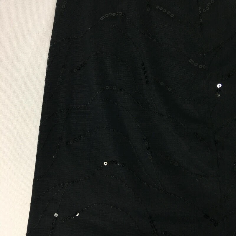 Falda para mujer Arden B línea A mediana negra bordada lentejuelas lino cremallera trasera Foto 3 de 4