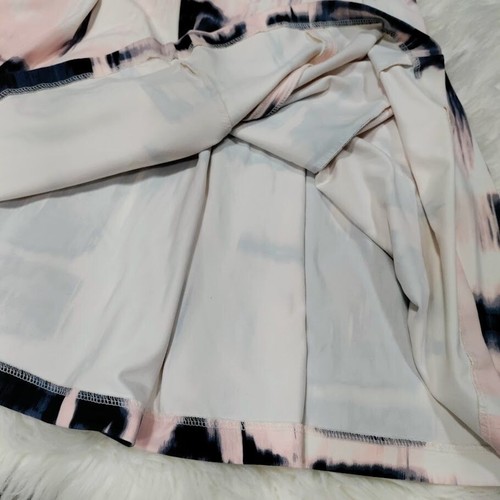 Cynthia Rowley Geometric Short Pleated Skirt with Pockets Light Pink/Blue Small - Picture 4 of 10