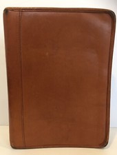VTG Organizer Agenda Zip Planner Quality Aged Genuine Leather Brown Distressed
