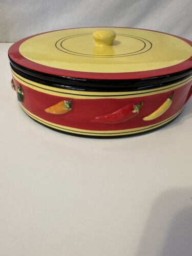 TORTILLA WARMER Ceramic Hot Peppers Decor - Picture 2 of 13
