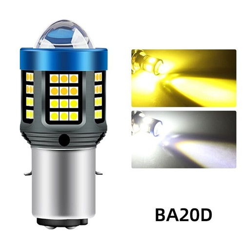 H4 BA20D H6 LED Motorcycle Headlight CSP Dual Color White Yellow Hi Lo Beam Lens - Picture 7 of 19