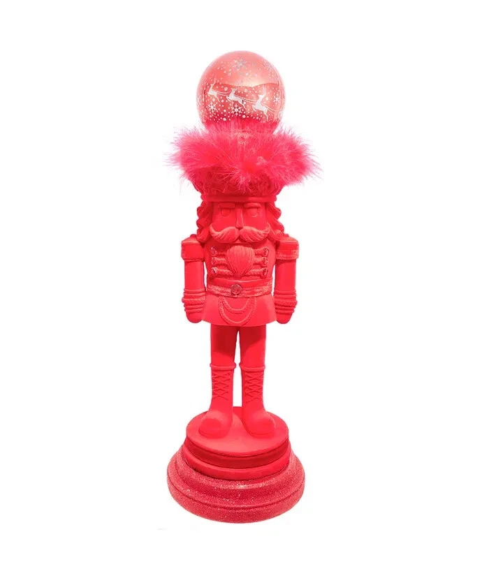 Kurt Adler HA0793 20" Battery Operated Musical Lighted Flocked Red Nutcracker