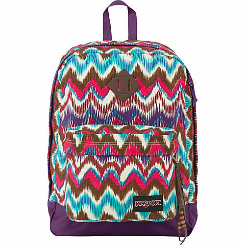NWT JanSport Super FX Series Backpack Beige Ikat Chevron