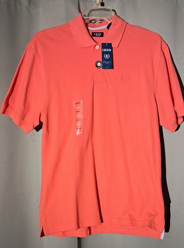 Neu mit Etikett Izod Herrenhemd Medium Polo Seidenwaschung Baumwolle Kurzarm Pullover heiß koralle