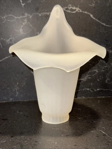 Vtg~Jack in the Pulpit~Rare 9” Light~Lamp Shade~Frosted Glass~2 1/8” Opening